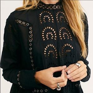 Free People All Eyes On You Black Lace & Rivets